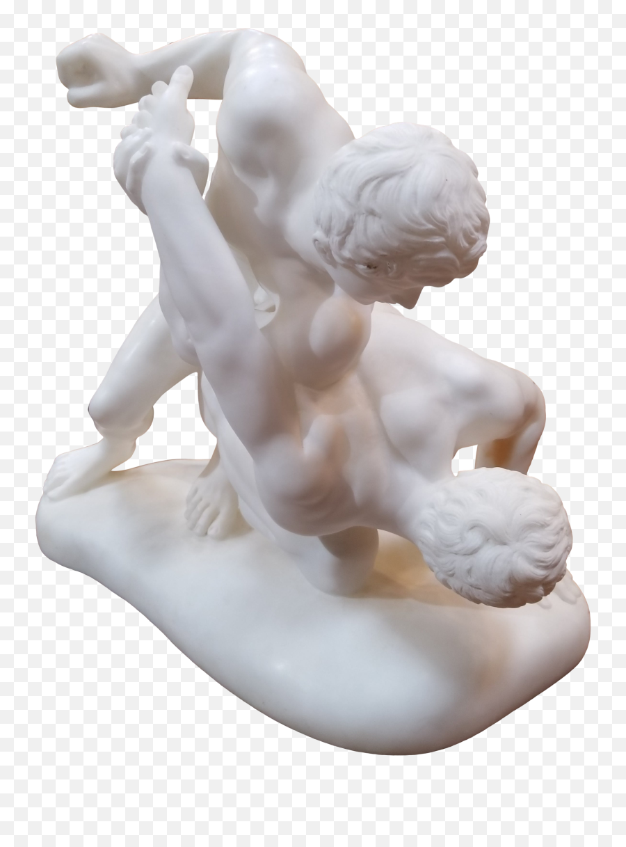 Carved Alabaster Sculpture Wrestlers - Fictional Character Emoji,Greek Sculptural Style Lots Of Emotion