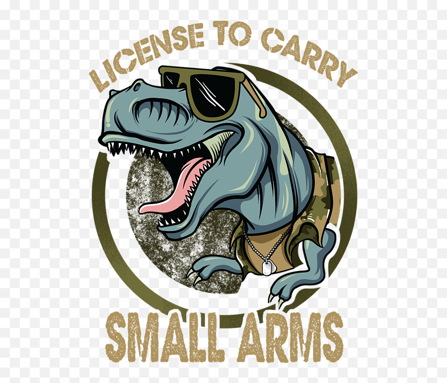 Dinosaur Licensed To Carry Small Arms Funny Joke Greeting Emoji,Funny Arms Emoticons