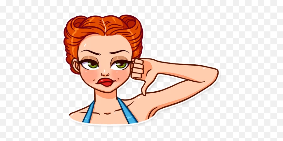 Telegram Sticker From Pin - Up Girl Pack Emoji,Thumbs Up Emoji A Girl With Red Hair