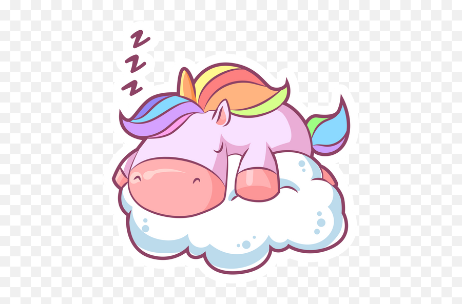 Cute Sleeping Unicorn Sticker - Sticker Mania Unicorn Sleeping Sticker Emoji,Sleepy Kawaii Emoticon