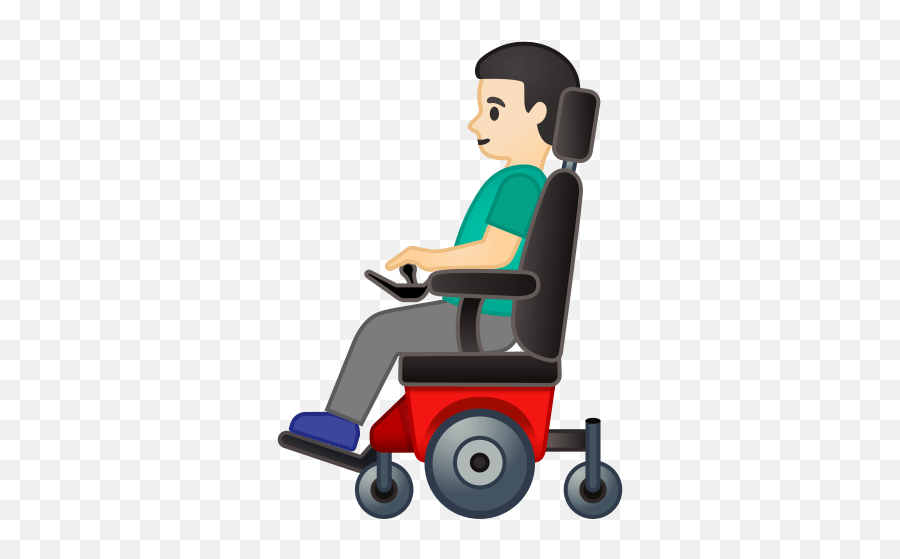 U200d Man In Electric Wheelchair With Light Skin Tone - Person In Wheelchair Emoji,Male To Female Kiss Emoticon