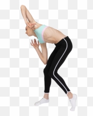 Side View Of A Teen Girl In Sportswear Leaning Forward And Emoji,Emojis Eye Roll, Head Down, Female Sign
