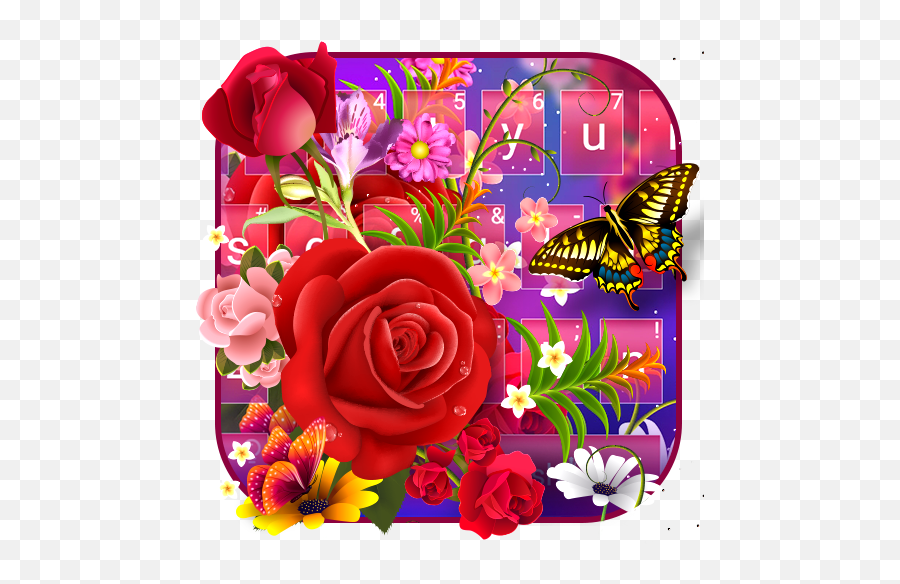 Color Rose Butterfly Love Keyboard Apk 10001009 On Pcmac - Rose Love Butterfly Emoji,Butterfly Emoticons