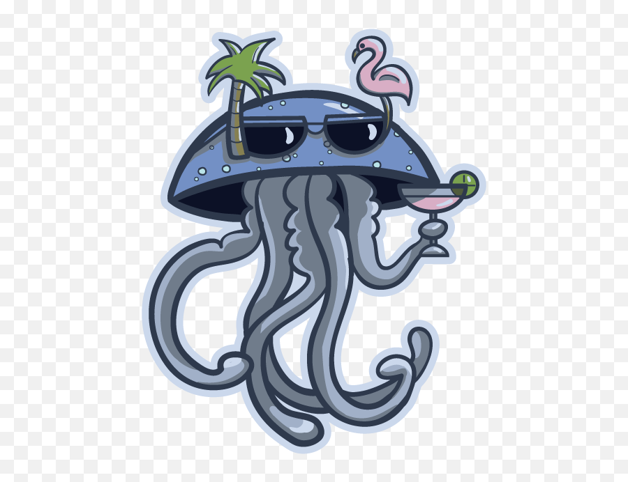 Drinking Jellyfish - Cartoon Transparent Cartoon Jingfm Octopus Emoji,Axolotl Emoji