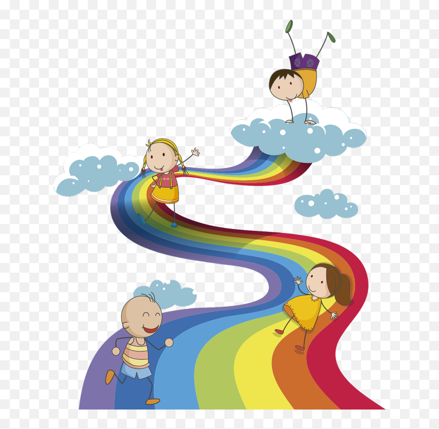 Rainbow Landscape For Kids Illustration Wall Art - Background For Card Emoji,Boys Emoji Wallpaper