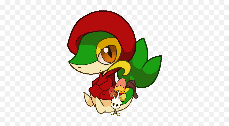Plant The Despondent Snivy And The Morelull Laverre Ace - Fictional Character Emoji,Ash Hat Cover Emotion Pokemon