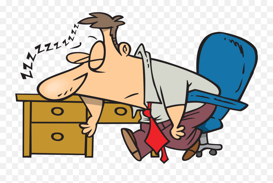 Clipart Exhausted Man Dozing At His - Tired At Work Clipart Emoji,Kool Aid Man Emoji