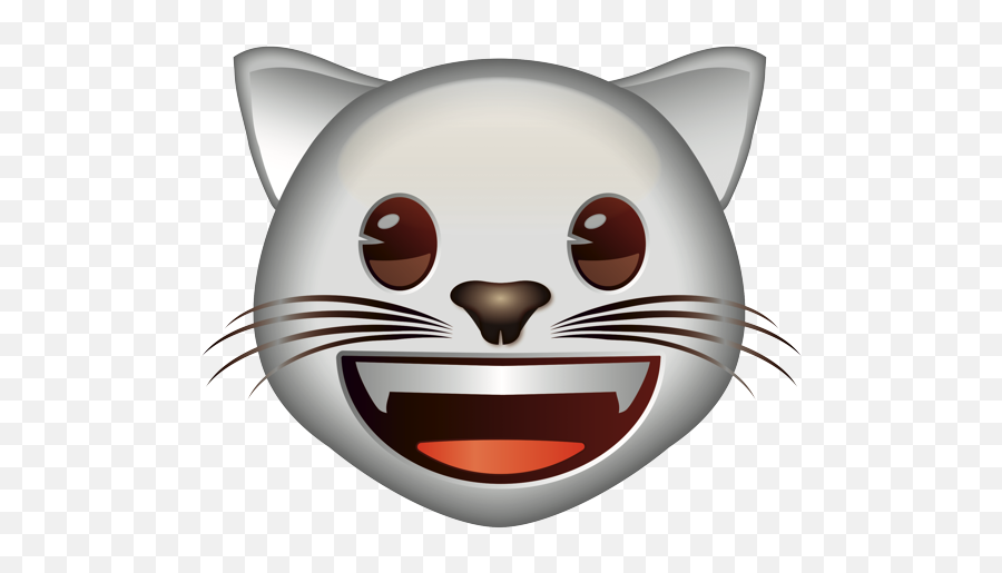 Grinning White Cat Face - Pink Cat Emotions Face Emoji,White Cat Emoji