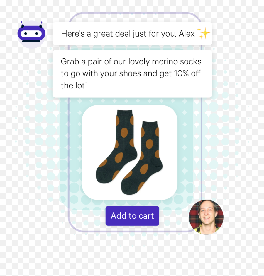 Ecommerce Chatbots For Sales Marketing U0026 Support Maisie Ai - Halftone Dot Patterns Illustrator Emoji,Key Emoji Socks