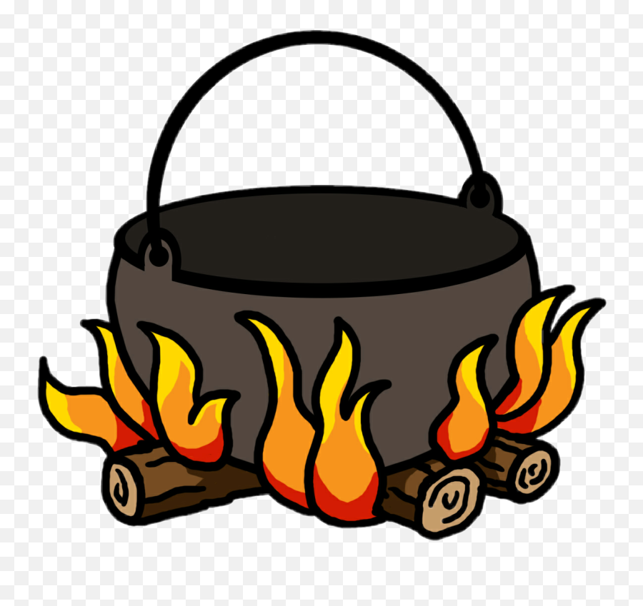 Fire Cauldron Firewood Sticker - Fire Cooking Pot Clipart Emoji,Firewood Emoji