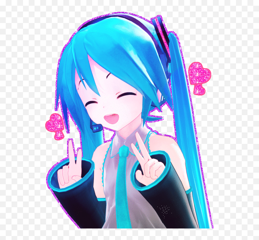 Animated Gif About Cute In Weebcore - Anime Hatsune Miku Emoji,Girl With The Pizza Emoji For Dominos