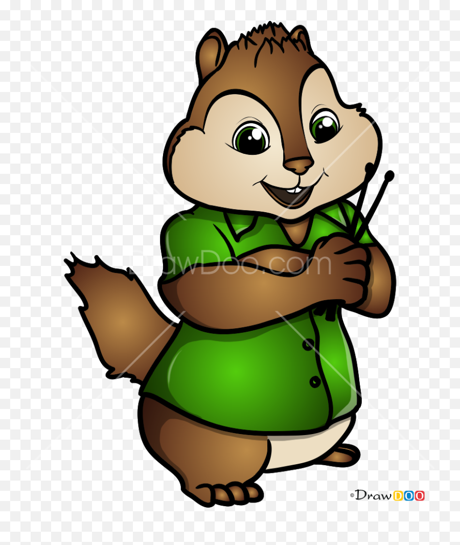 How To Draw Theodore Alvin And Chipmunks - Happy Emoji,Two Green Bear Emojis And An Astrix