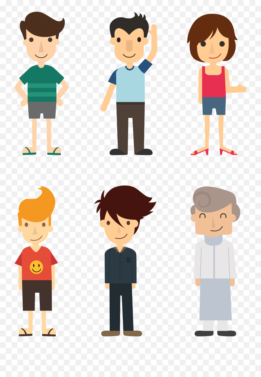 Cartoon Flat Design Illustration - Vector Illustration Transparent Cartoon People Png Emoji,Cartoon Man With Different Emotion