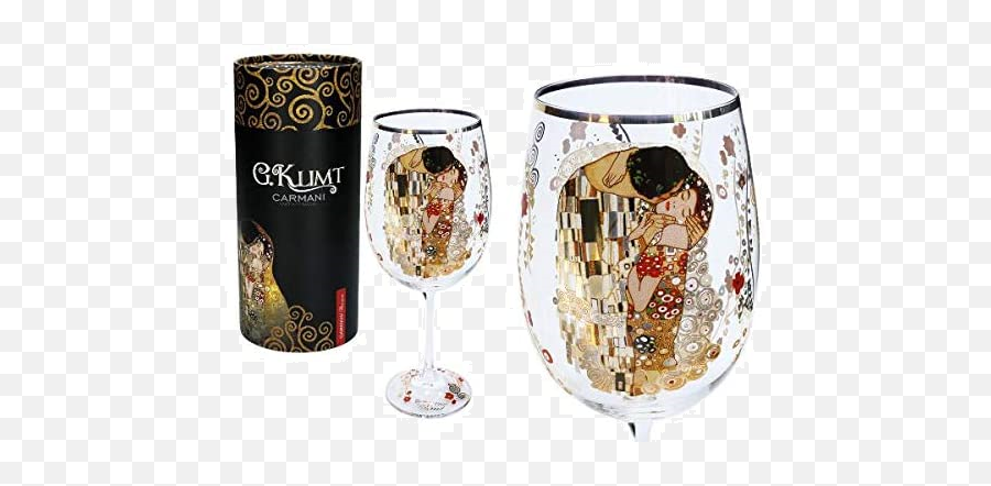 Carmani Cr - 8413501 215 Oz Wine Glasses Gustav Klimts The Kiss Inspired Wine Glass Set Ea Wine Glass Gustav Klimt Glass Emoji,Emoticon Champagne Glass