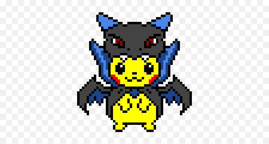 Pikachu Wearing Mega Charizard Pixel Art Emoji,Pikachu Emoticon Download