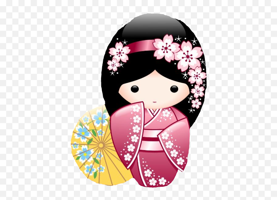 Geisha Sticker By Tigressa Sanchez - Adesivo Bonecas Kokeshi Emoji,Japanese Dolls Emoji