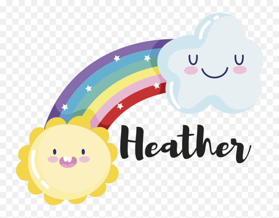Rainbow Sparkling Clouds And Sun Wall Art - Happy Emoji,Emoji Themed Bedroom
