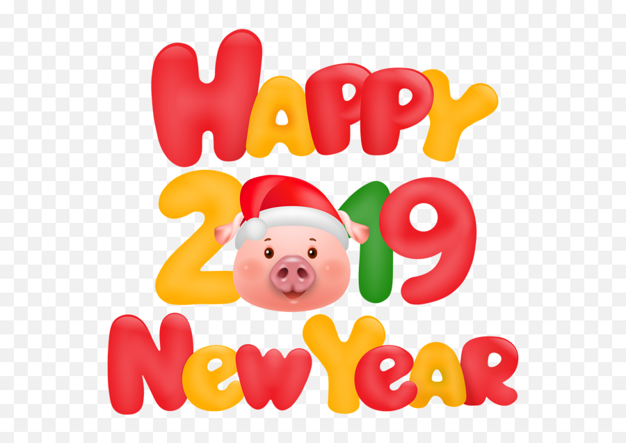 Happy New Year 2019 Pig Clip Art Image - Clip Art Emoji,Pig Emoji Wallpaper