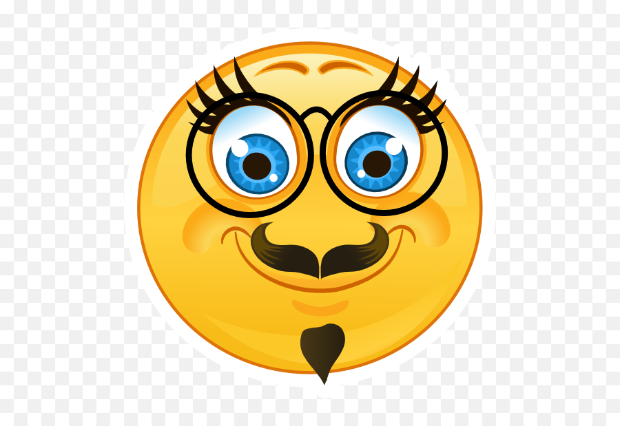 Crazy Silly Facial Hair Emoji Sticker - Smiley Pics For Whatsapp,Silly Emoji