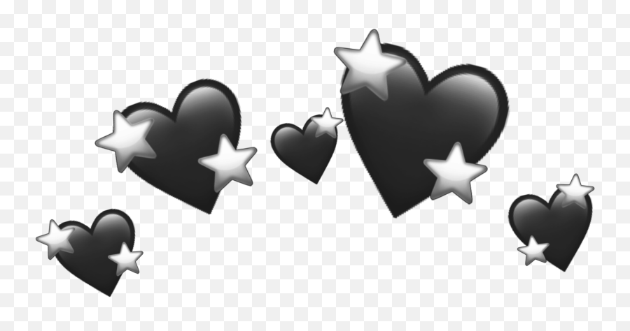 Blackgreyheartsstarsemojicrown Sticker By Emoji,Grey Heart Emoticon