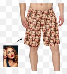 Custom Face Shorts Myfaceboxer Emoji,Black Elastic Shorts With Cool Emoji With Sunglasses