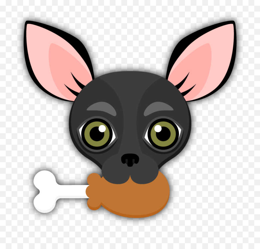 Black Chihuahua Emoji Stickers For - Chihuahua,Drumstick Emoji