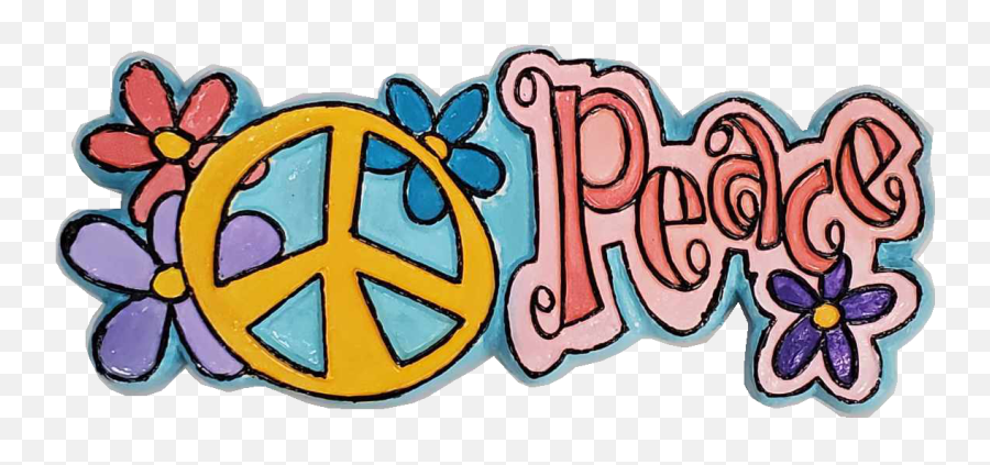 Peace Sign - Peace Sign Groovy Transparent Emoji,Groovy Hippie Emoji