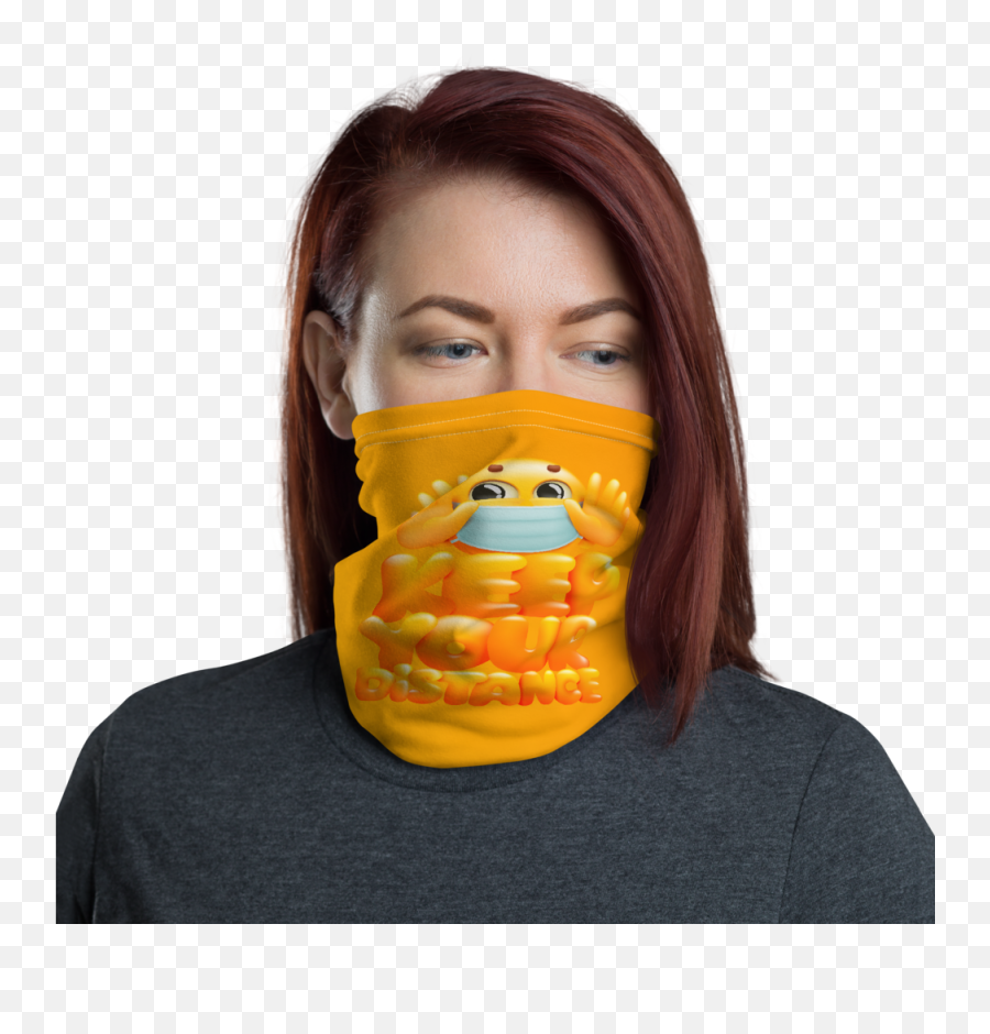 Protective Keep Your Distance Emoji Face Mask Neck Gaiter Headwear Scarf Bandana What Devotion - Coolest Online Fashion Trends Pink And Green Face Mask,Face Mask Emoji