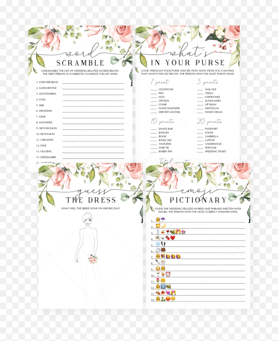 Printable Bridal Shower Games - Horizontal Emoji,Bridal Emoji Pictionary