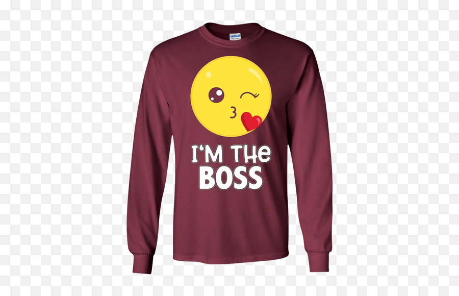 Boss Kiss Emoji T - Shirt Iu0027m The Boss Emoji Shirt Long Sleeve,Emoticon Neck Text