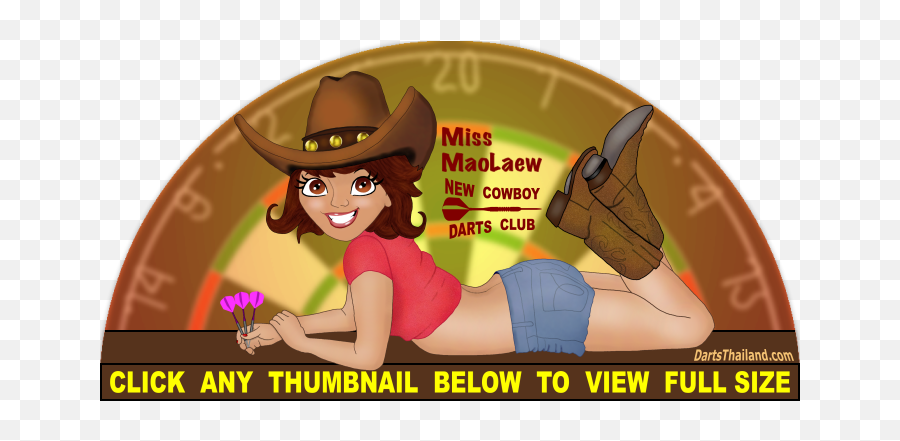 Darts Double Down U2013 Miss Maolaew U2013 Dartsthailand - Costume Hat Emoji,Cowboy Emoticon Tipping Hat