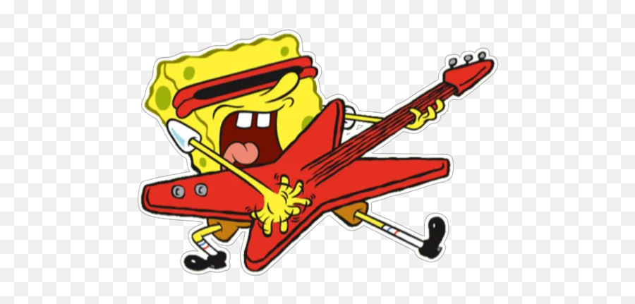 Sticker Maker - Spongebob Spongebob With Guitar Emoji,Emoticon Rock Guitar