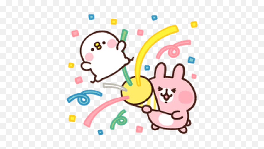 Kanahei Piske Usagi Celebrate 2 Sticker - Gif Animation Line Stickers Celebrate Emoji,Piske.and Usagi Emoticon