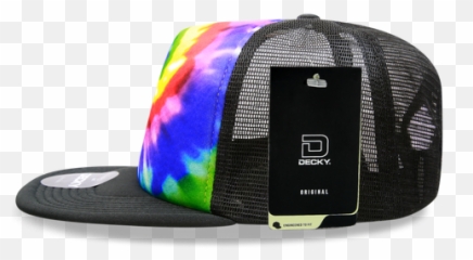 Tie Dye Print Trucker Snapback Flat Bill Hat - Decky 1079 Emoji,Billed Cap Emoji