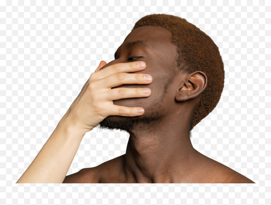 White Hand Touching The Face Of Black Young Man Photo Emoji,Black Man Hand Raised Emoji
