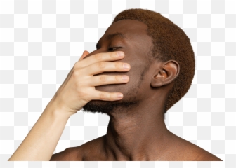 White Hand Touching The Face Of Black Young Man Photo Emoji,Black Man Hand Raised Emoji