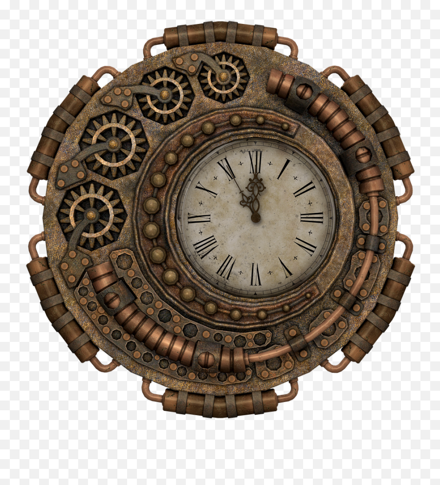 Clock Vintage Time Brass Sticker By Margarita - Steampunk Clock Png Emoji,Time Flies Emoji