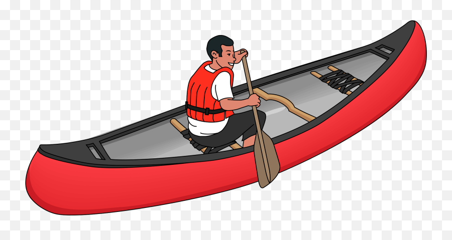 Man Is Paddling A Canoe Clipart - Boatman Emoji,Canoe Emoji