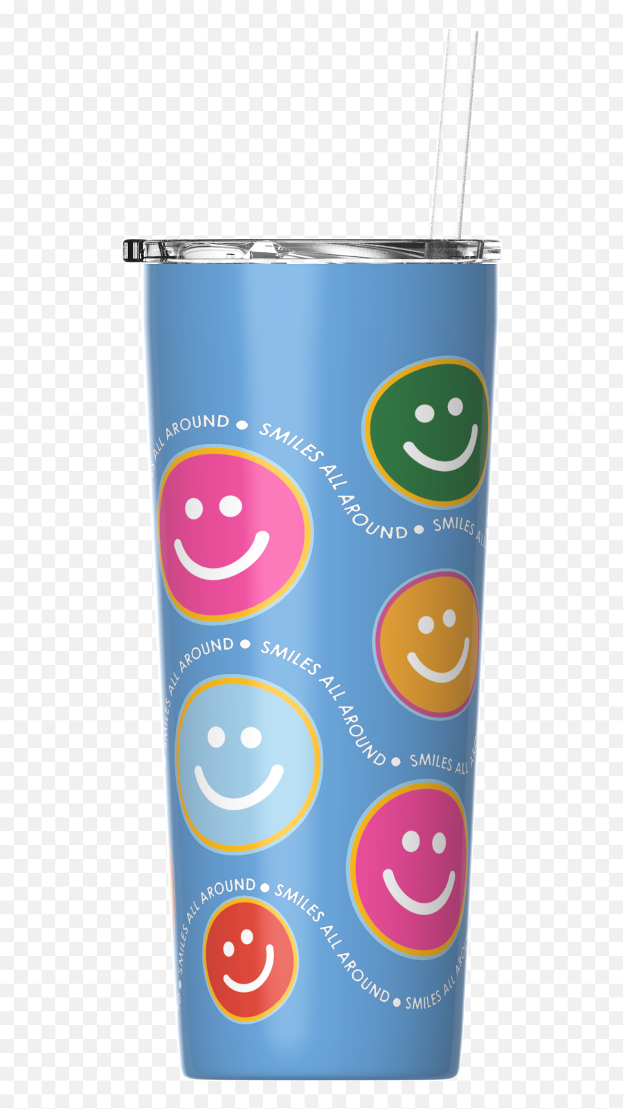 Packed Party Double Wall Stainless Steel Tumbler With Straw Smiles All Around 22 Oz Emoji,Buns Of Steel Emoticon