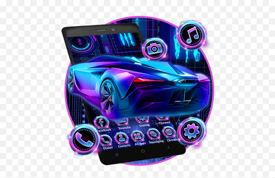 Neon Sports Car Themes Hd Wallpapers - Car Themes Hd Download Emoji,Running Car Emoji