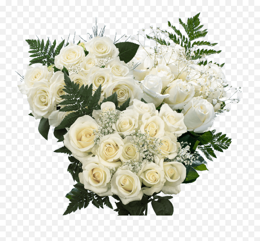 3 Dozen White Roses With Babyu0027s Breath And Green - Fresh Emoji,A Wedding Bouquet Of Flowers Emoji