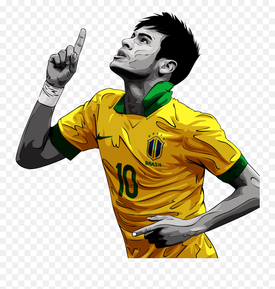 Download Hd Neymar Drawing - Support Brazil World Cup 2018 Emoji,Flag Of Brazil Emoji