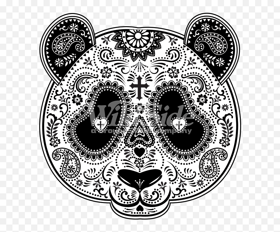 Clipart Panda Mask Clipart Panda Mask - Drawing Pretty Day Of The Dead Emoji,Mask Kimono Party Emoji