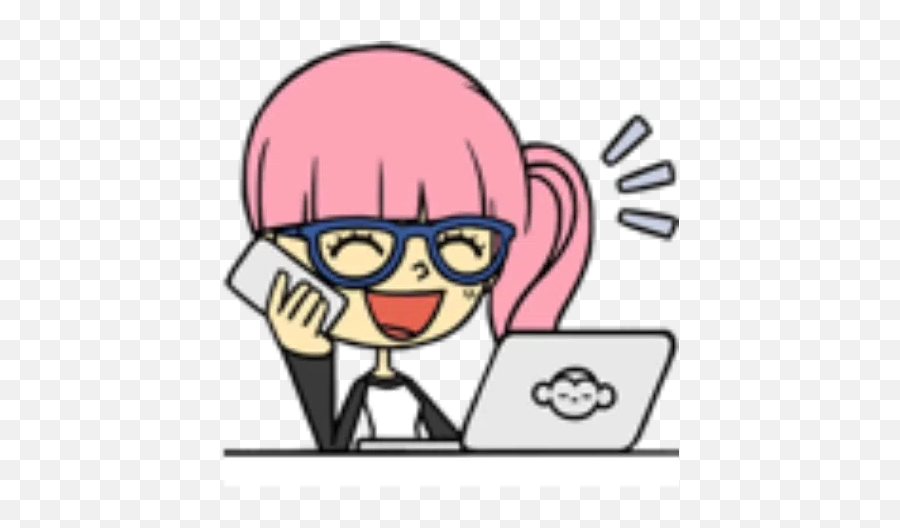 Hacker Girl 2 Whatsapp Stickers Emoji,Pink Hacker Girl Emoticons
