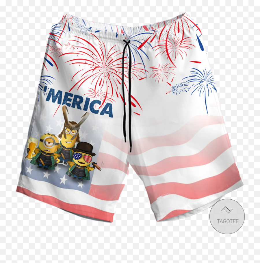 Minions Independence Day Hawaiian Shirt Beach Shorts - Tagotee Emoji,Crobat Emotions