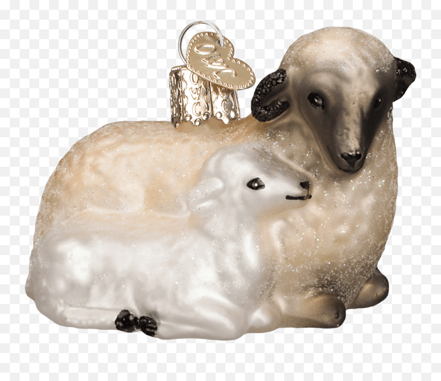 Old World Christmas Sheep With Lamb Glass Ornament Emoji,Sheep In Mask Emoticon