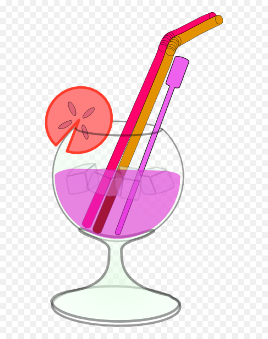 Glass Juice Straw Lemon Ice - Clip Art Emoji,Apple Cocktail Emoji