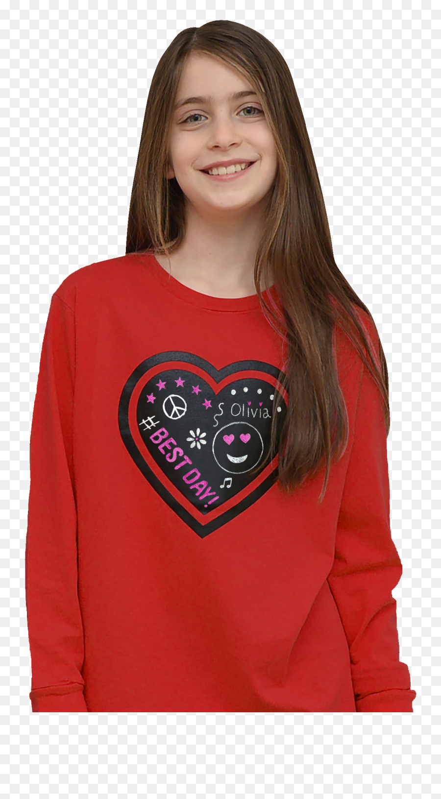 Red Long Sleeve Heart Kit W2 Markers Youth - For Women Emoji,Emoji Hesrt Bleed