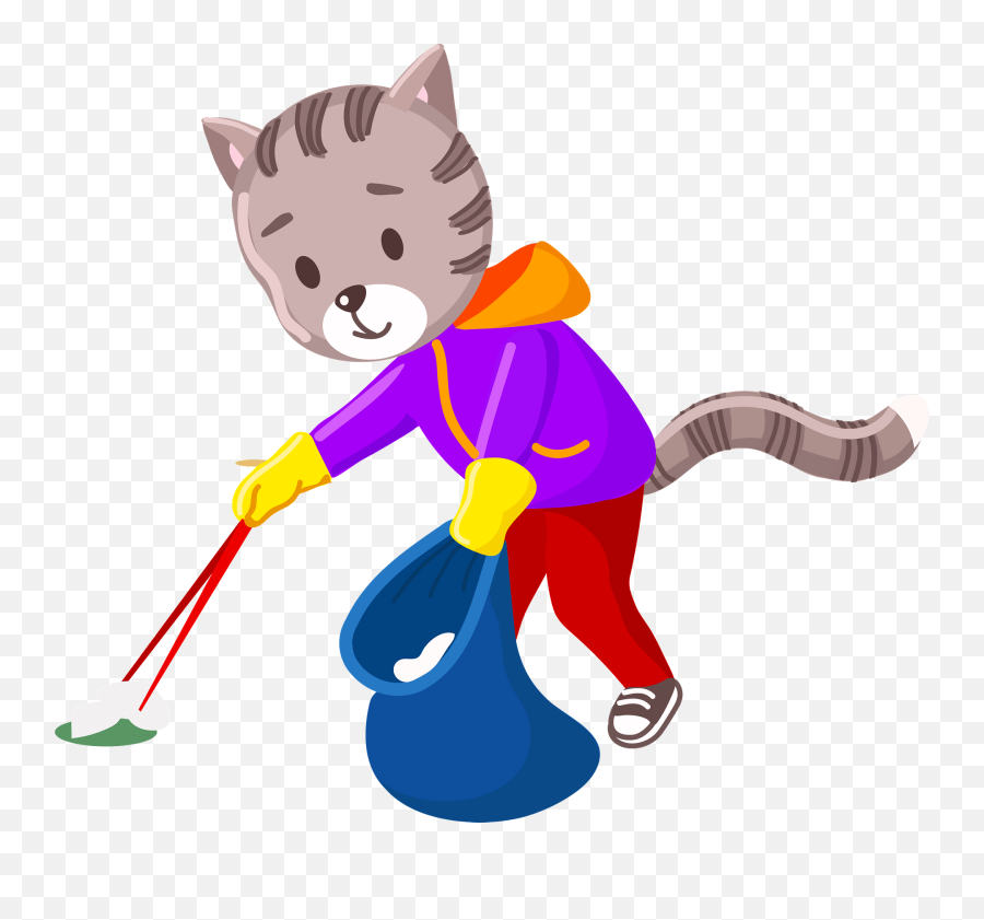 Cat Cleanup The Garbage Clipart - Fictional Character Emoji,Garbage Can Emoji