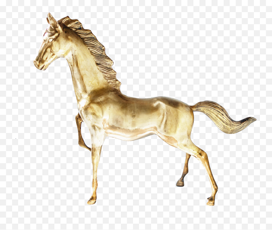 Xl Brass Horse Sculpture Statue - Vintage Brass Horse Statue Emoji,Horse Nose Emotion